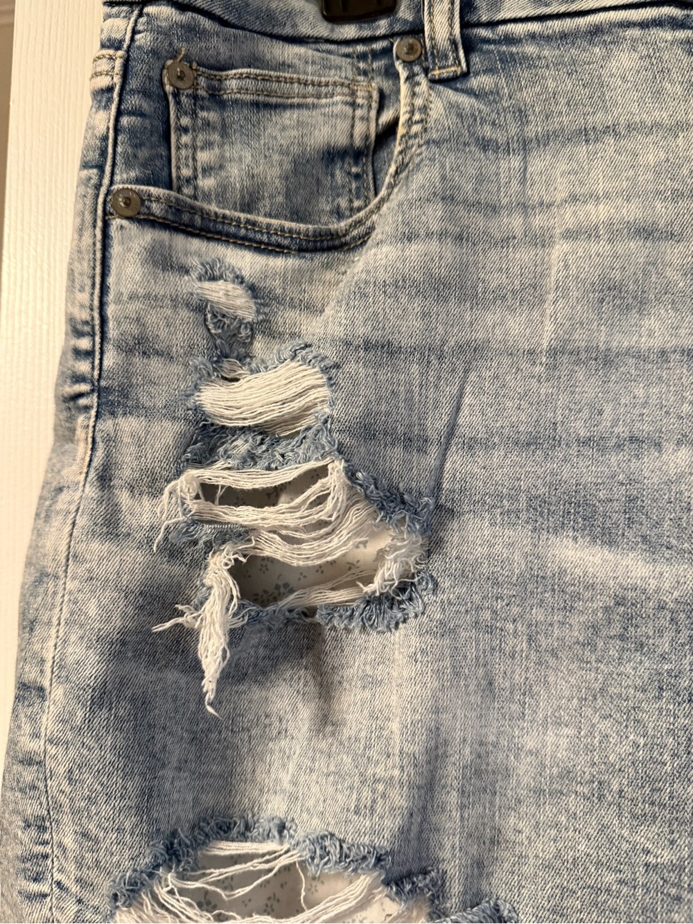 Distressed Light Wash Denim Women’s Shorts - Picture 6 of 10